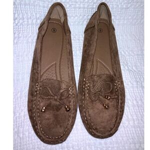 Womens Brown Microsuede Moccasins NWT Size 9 Slip On Loafers Casual Shoes